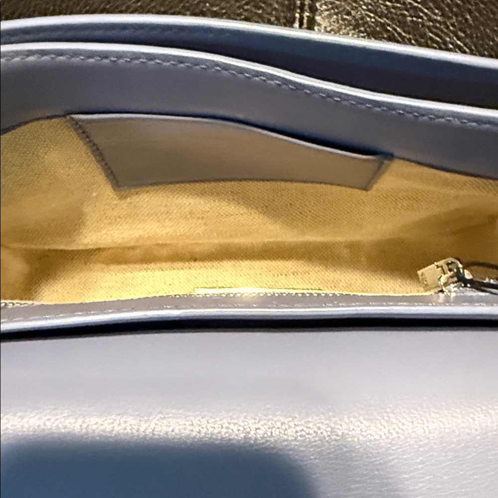 Carolina Herrera (NWOT) Leather Light Blue Structured Top-Handle Crossbody Bag - Picture 8 of 11